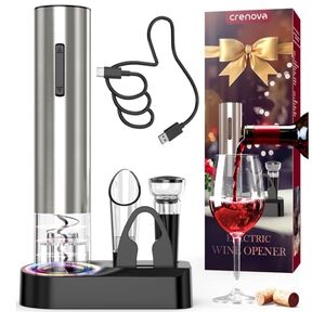 Crenova Electric Wine Opener - Stainless Steel with Charging Base